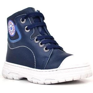 Hakiki Deri Pixel Koyu Lacivert Bağcıklı Fermuarlı Çocuk Bot