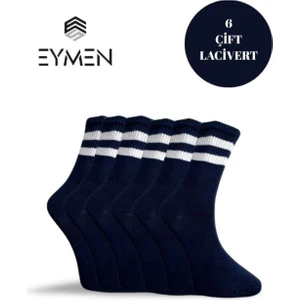 Eymen Socks 6'lı Ekonomik Uzun Kolej Çemberli Tenis Çorabı Lacivert - Erkek Kadın Için Uygun