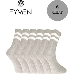 Eymen Socks 6'lı Ekonomik Uzun Kolej Çemberli Tenis Çorabı Gri - Erkek Kadın Için Uygun