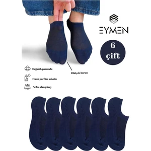 Eymen Socks 6 Çift Unisex Organik Pamuklu Dikişsiz Sneakers Çorap Lacivert