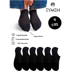 Eymen Socks 6 Çift Unisex Organik Pamuklu Dikişsiz Sneakers Çorap Siyah