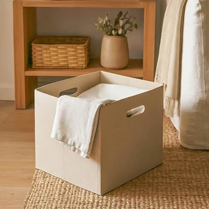 Krem Çok Amaçlı Keçe Organizer Dolap Içi Düzenleyici Tekli Sepet // 30X30 cm