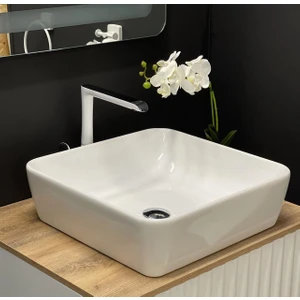Cerastyle One Kare Çanak Tezgahüstü Lavabo 46*46 cm