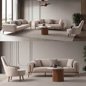 Edsy Home Riva 3+3+1+1 Koltuk Takımı Sütlü Kahve