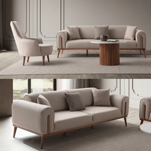 Edsy Home Riva 3+1 Koltuk Takımı Sütlü Kahve