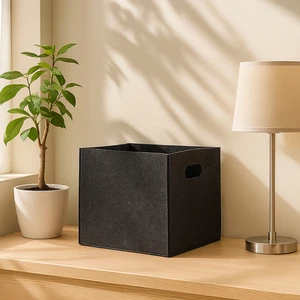 Keçe Sepet  Organizer Dolap Içi Düzenleyici 24X24 cm Tekli Siyah