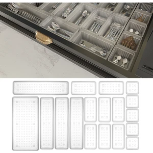 18'li modüler Set Kaşıklık Çekmece Içi Düzenleyici Çatal Kaşık Bıçak Düzenleme Organizeri Şeffaf