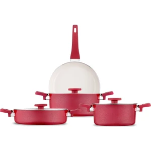 Swiss Crystal Red 7 Parça Tencere Seti