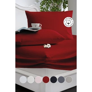 %100 Pamuk Çizgili Saten Tek / Çift Kişilik Lastikli Çarşaf Seti |100X200|160X200|180X200