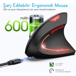T22 Ergonomik Oyuncu Mouse 2400 Dpı 600 Mah Batarya 2 Modlu Bt + 2.4g