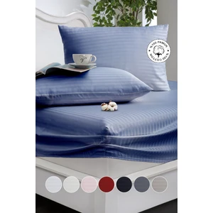 %100 Pamuk Çizgili Saten Tek / Çift Kişilik Lastikli Çarşaf Seti |100X200|160X200|180X200