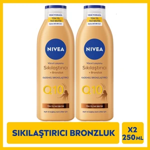 Q10 Bronzlaştırıcı Vücut Losyonu Sıkılaştırıcı Etki 250 ml X2 Adet Açık Tenli Ciltler İçin
