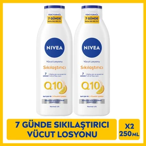 NIVEA Q10 Sıkılştırıcı Vücut Losyonu 250ml, C Vitamini, Nemlendirici, Esnek ve Elastik Cilt, X2 Adet