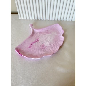 N-E Studio El Yapımı Minimalist Pembe Ginkgo Yaprağı Takı & Sunum Tabağı