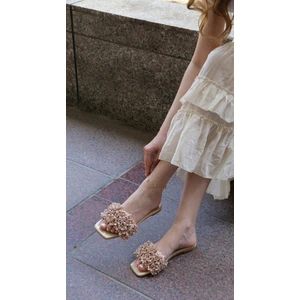 Lemar Nude Inci Detaylı Terlik