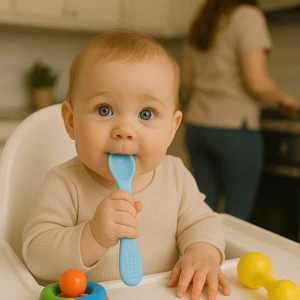 Bebek Mama Kaşığı Silikon Diş Kaşıyıcı Özellikli Mama Kaşığı