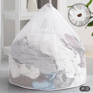 Meleni Home 1 Adet Perde ve Çamaşır Yıkama Filesi - Büyük Boy Ipli Yıkama Filesi 60X80 cm Beyaz
