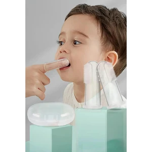 2 Adet Slikon Şeffaf Kutulu Yumuşak Parmak Bebek Diş Kaşıyıcı Fırça