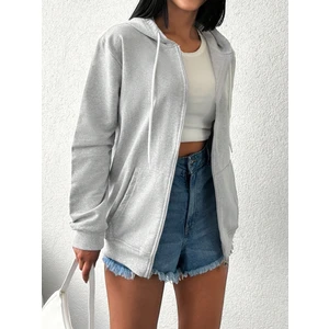 Unisex Üç Iplik Kapşonlu Hırka Fermuarlı Sweat