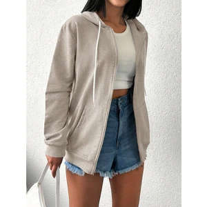 Unisex Üç Iplik Kapşonlu Hırka Fermuarlı Sweat