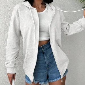 Unisex Üç Iplik Kapşonlu Hırka Fermuarlı Sweat