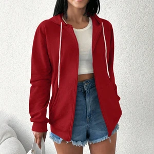 Unisex Üç Iplik Kapşonlu Hırka Fermuarlı Sweat