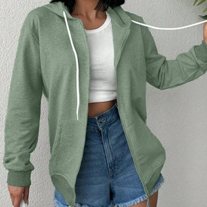 Unisex Üç Iplik Kapşonlu Hırka Fermuarlı Sweat