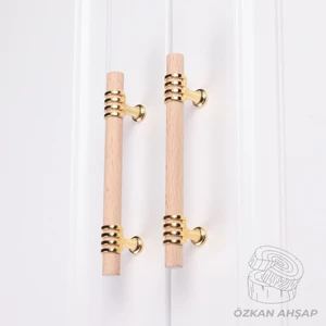 Özkan Ahşap Gold Ahşap Kulp Modern Tasarım 96 mm Mutfak Mobilyası İçin Lüks Kullanım