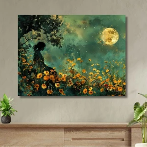 Moon And Girl Kanvas Tablo