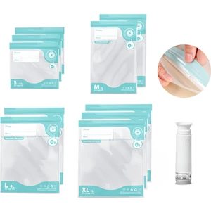 11 Parça Vakumlu Gıda Saklama Torbası Seti - Vakum Pompalı Kilitli Hava Almaz Vakumlu Poşet