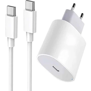 25W Hızlı Şarj Aleti | iPhone 15 / 15 Pro / 15 Pro Max Uyumlu | Type-C Pd Adaptör + Kablo