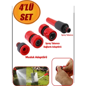 Hortum Sprey Sulama Tabancası Başlığı Seti 4 Parça Bahçe Çeşme Musluk Bağlantı Adaptörü Aparatı Oto