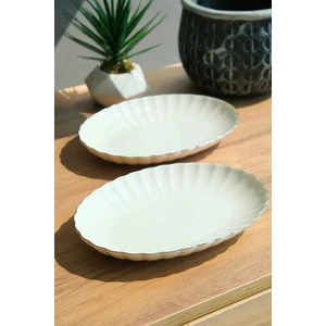 Kütahya Porselen Bone Luz Platin File Kayık Tabak 24X17CM BNLZF24KY220 2 Li