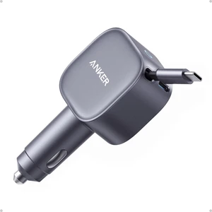 Nano 75W Araç Şarj Cihazı - Ultra Kompakt - Dahili Geri Çekilebilir Usb-C Kablolu - A2738 (Anker Türkiye Garantili))