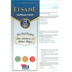 Açı Yayınları 8.Sınıf Din Kültürü ve Ahlak Bilgisi Efsane Çek Kopar Yaprak Test