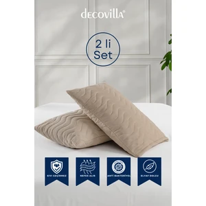 Micro Kapitone Yastık Alezi Sıvı Geçirmez 2 Li Set Yastık Koruyucu 50X70