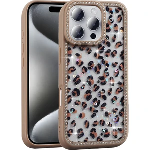 iPhone 15 Pro Uyumlu Kılıf Taşlı ve Simli Sevimli Çiçek Glitter Elmas Desenli Epoksi Telefon Kılıfı