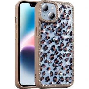 iPhone 14 Uyumlu Kılıf Taşlı ve Simli Sevimli Çiçek Glitter Elmas Desenli Epoksi Telefon Kılıfı