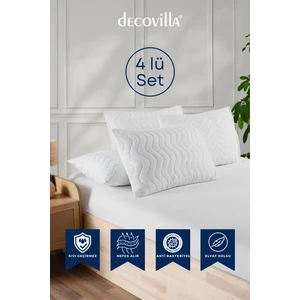 Micro Kapitone Yastık Alezi Sıvı Geçirmez 4 Lü Set Yastık Koruyucu 50X70