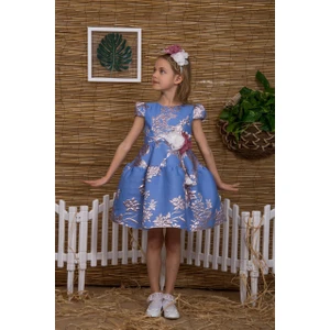 Çiçek Desenli Jakar Elbise