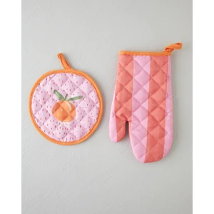 Summer Orange Polyester 2'li Mutfak Seti 17X30 cm + 20X20 cm Kırmızı-Pembe