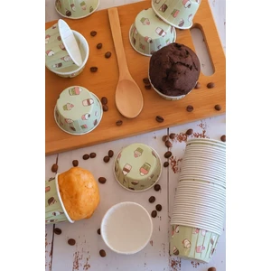 Mint Yeşili Dondurma Desenli Kek Kapsülü 50 Adet | Renkli Muffin Cupcake Kağıdı – 50X39 mm