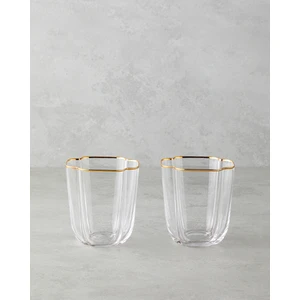 Reina Cam El Yapımı 2’li Bardak 360 ml Şeffaf-Gold