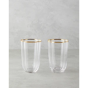 Reina Cam El Yapımı 2’li Bardak 400 ml Şeffaf-Gold