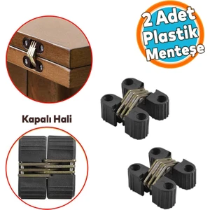 Gizli Gömme Plastik Menteşe 2 Adet Dolap Kapak Mobilya Katlanır Masa Menteşesi Sol Sağ Uyumlu Siyah