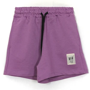 Bağcıklı Yan Cepli Mor Renk Kız Çocuk Penye Şort 001-0002062