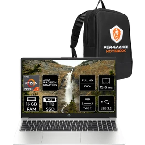 Hp 255 G10 Amd Ryzen 7 7730U 16GB 1tb SSD 15.6" Fhd Freedos Taşınabilir Bilgisayar & Per4 Çanta 9G1F9ETPN313