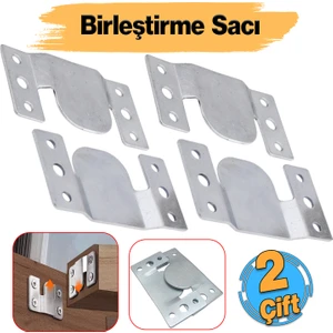 Metal (2 Çift Takım) Baza Başlık Mobilya Karyola Köşe Koltuk Birleştirme Sacı Saç Bağlama Braketi