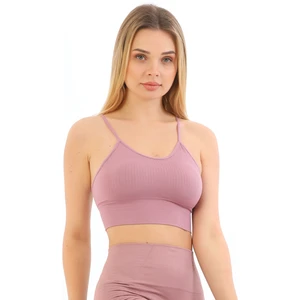 Ince Ip Askılı Fitilli Pedli Crop Büstiyer 5702 Mürdüm