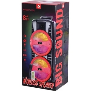 Brk Teknoloji Kts-1745 8 Inch*Kablosuz Taşınabilir Açık Hoparlör Çift 8 Inç Kablolu Mikrofon İle Fm Radyo Usb Tf Kartı Tws Mp3 Müzik Oyuncu